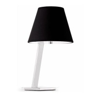 MOMA Stolní lampa, těleso kov, povrch chrom lesk, stínítko textil barva bílá/černá, difuzor plast opál, pro žárovku 1x60W, E27, 230V, IP20, rozměry 230x170x440mm, vypínač na kabelu.