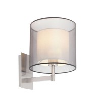 SABA Nástěnné svítidlo, materiál kov, povrch nikl mat, stínítko dvojité, vnější průsvitné černé, vnitřní textil béžová, žárovka 1x40W, E27, 230V, IP20, rozměry h=310mm, l=270mm