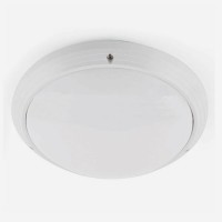 DAKRON Stropní svítidlo, exteriérové, venkovní,základna plast, bílá, kryt polykarbonát opálový, 1x40W, E27, 230V, IP65, rozměry d=270mm, h=85mm.