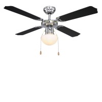 CHAMPION 1x60W E27 Stropní ventilátor s osvětlením, těleso kov, povrch chrom lesk, lopatky MDF, povrch černá/bílá, difuzor sklo opál, pro žárovku 1x60W E27, 230V, IP20, tř.1, rozměry 415x1066mm