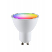 LED žárovka Světelný zdroj, žárovka LED 5W, GU10, ES50, pomocí app v telefonu Tuya WiFi, BT, lze nastavit teplotu CCT teplá 2700K - denní 6000K, stmívat, RGB, 230V, rozměry d=50mm, l=56mm