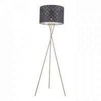 PALIDA 1X60W E27 STOJACÍ Stojací lampa, trojnožka, základna kov, povrch nikl mat, stínítko textil šedá/stříbrná, detail malých otvorů, pro žárovku 1x60W, E27, 230V, IP20, tř.1, rozměry základna d=620mm, stínítko d=450mm, h=1600mm, vč vypínače