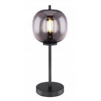 BLACKY Stolní lampa, základna kov, povrch černá mat/mosaz mat/nikl mat, stínítko sklo kouřové/opál, pro žárovku 1x60W, E27 230V, IP20, tř.1, rozměry d=185mm, h=450mm, vč vypínače na kabelu.