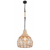 CRIMMIT AII Závěsné svítidlo, těleso kov, povrch černá mat, stínítko konopné lano, pro žárovku 1x60W, E27, 230V, IP20, rozměry d=300mm, vč závěs řětězu h=1350mm, lze zkrátit.