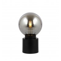 NEOSTRI 1x25W, E14 Stolní lampa, těleso kov, povrch černá/černá s detaily mosazu/nikl/ bílá s detaily niklu, stínítko sklo kouřové/opál, pro žárovku 1x25W, E14, 230V, IP20, tř.1, rozměry d=150mm, h=245mm, vypínač na kabelu.