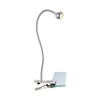 MINONITA LED 3W klip Bodové svítidlo, flexibilní rameno, husí krk, těleso kov, povrch nikl mat, chrom detaily, LED 3W, 150lm, teplá 3000K, 230V, IP20, d=35mm, l=430mm, vč vypínače na kabelu, úchyt na klip