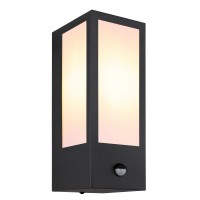 INCARNA 1x60W, IP44, E27, senzor Nástěnné venkovní svítidlo, PIR senzor pohybu, záběr 110°, dosah 2-8m, těleso kov, povrch černá mat, difuzor plast opál nebo krycí plast čirý, pro žárovku 1x60W, E27, 230V, IP44, tř.1, rozměry 120x320x154mm.