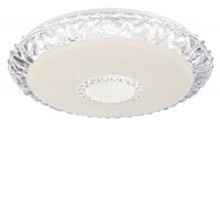 TUBER 40W, CCT, Tuya Stropní svítidlo, těleso kov povrch bílá, difuzor plast opál, čirý a s efektem křišťálů, LED 40W, 4250lm, Tuya CCT nastav. teplota teplá 3000K - denní 6000K, stmív, 230V, Ra80, IP20, rozměry d=500mm, h=100mm.