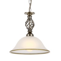 GRENDITA 1X60W E27 Závěsné svítidlo, těleso kov, povrch mosaz antická, stínítko sklo opál s mosazným okrajem, pro žár 1x60W, E27, 230V, IP20, tř.1, rozměry průměr dle typu, vč závěsného řetězu l=1200mm lze zkrátit
