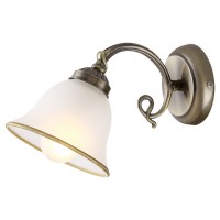 GRENDITA 1X60W E27 nástěnné Nástěnné svítidlo, těleso kov, povrch mosaz antická, stínítko sklo opál s mosazným okrajem, pro žár 1x60W, E27, 230V, IP20, tř.1, rozměry 160x180x300mm