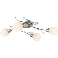 ROPONT 4X40W E14 Stropní, svítidlo, 4 ramena, těleso kov, povrch nikl mat, chromové detaily, stínítko sklo opál, pro žárovku 1x40W, E14, 230V, IP20, tř.1, rozměry 700x250x210mm