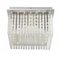 PLYN 21W Stropní, přisazené svítidlo, základna kov, povrch chrom, ověsy skleněné krystaly čiré, LED 21W, 2100lm, neutrální 4000K, 230V, IP20, tř.1, rozměry 360x360x215mm.