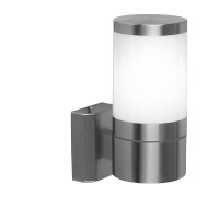 XELOO Nástěnné svítidlo, venkovní, exteriérové, základna nerez, difuzor plast opál, pro zárovku 1x60W, E27, 230V, IP44, tř.1, d=102mm, h=240mm