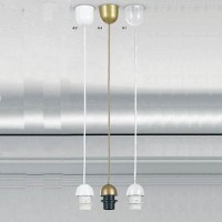  Stropní závěs, materiál plast, provedení transparentní, zlatá, bílá, pro žárovku 1x60W, E27, 230V, IP20, tř.1, rozměry d = 70mm, h = 1000mm, POUZE závěs BEZ stínítka