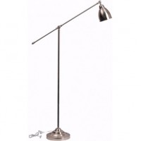 NEWTON Stojací pokojová lampa, základna kov, povrch nikl/mosaz/černá mat, bílý smalt uvnitř, nastavitelné rameno, pro žárovku 1x60W, E27, 230V, IP20, tř.2, rozměry d=260mm, v=1500mm