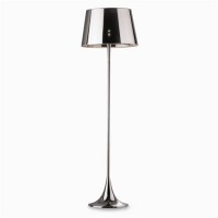 LONDON CROMO Stojací pokojová lampa, základna kov, povrch chrom, stínítko z transparentního chrom. PVC, pro žárovku 1x100W, E27, 230V, IP20, tř.2, rozměry d=500mm, v=1740mm