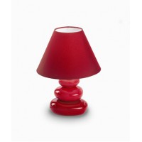ORIS 1X40W E14 Stolní dekorativní lampa, těleso keramické, povrch smalt bílá/modrá/červená, stínítko PVC potaženo textilní látkou bílá/modrá/červená, pro žárovku 1x40W, E14, 230V, IP20, tř.2, rozměry d=200mm, v=265mm