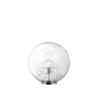 MAPA MAX Stolní dekorativní lampa, základna kov, povrch chrom, difuzor foukané sklo čiré tvar koule s dekor. hliníkovými drátky uvnitř , pro žár. 1x60W, E27, 230V, IP20, tř.2, rozměry dle typu