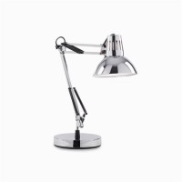 DANDY 1X40W E27 Stolní kancelářská lampa, těleso kov, povrch chrom nebo smalt černá/kouřová šedá, nastavitelné rameno, nastavitelný difuzor, pro žárovku 1x40W, E27, 230V, IP20, tř.2, rozměry viz obrázek