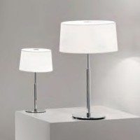 HILTON TL Stolní lampa, základna kov, povrch chrom lesk, klobouk textil bílý, krycí sklo opál mat, pro žárovku 40W/E14/G9, 230V, IP20, zař.tř.2, rozměry dle typu, vč. vypínače na kabelu