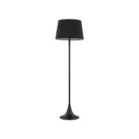 LONDON Stojací pokojová lampa, základna kov, povrch mosaz/bílá/černá, stínítko PVC potaženo textilní látkou bílá/černá, pro žárovku 1x100W, E27, 230V, IP20, tř.2, rozměry d=500mm, v=1740mm