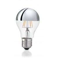 LAMPADINA LED žárovka, těleso kov šedostříbrná, krycí sklo čirá a chrom, LED 8W, E27, teplá 3000K, 520lm, Ra80, 230V, tř.1, rozměry d=60mm, h=105mm.