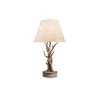 CHALET TL1 Stolní dekorativní lampa, rám kov, těleso pryskyřice, imitace paroží a vyřezávaného dřeva, stínítko textil bílá, pro žárovku 1x60W, E27, 230V, IP20, tř.2, rozměry d=410mm, h=650mm