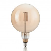 LED VINTAGE XL E27 4W GLOBO BIG Světelný zdroj, retro žárovka, tvar koule, sklo jantar, LED 4W, E27, teplá 2200K, 320lm, 230V, d=195mm, l=290mm, stř. život cca 15.000 hod