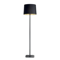 PLYMOUTH LED 1x60W E27 stojací lampa Stojací lampa, těleso kov, povrch vnitřní zlatá folie, vnější černý textil, pro žárovku 1x60W E27, 230V, IP20, tř.2, rozměry d=400mm, h=1620mm, vč vypínače na kabelu.