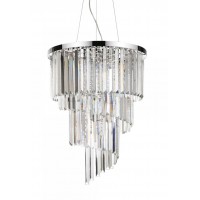GARTEN Závěsné svítidlo lustr, základna kov, povrch chrom/zlatá, dekorativní křišťálové ověsy, pro žárovku 12x40W, E14, 230V, IP20, tř.2, rozměry d=500mm, h=690mm, vč. závěs lanek l=2840mm, lze zkrátit.