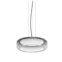 PUTO HL 28W Závěsné svítidlo, těleso kov, povrch černá, difuzor plast opál, stínítko sklo kouřové, LED 28W, 2450lm, teplá 3000K, 230V, IP20, tř.2, rozměry d=450mm, h=130mm, vč závěs lanka l=2300mm, lze zkr.