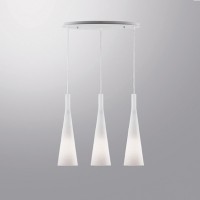 KONO-3, 3x60W E27 Závěsné svítidlo, základna kov lineární, povrch bílá, difuzor sklo opál mat, pro žárovku 3x60W, E27, 230V, IP20, sklo d=140mm, závěs l=1100mm lze zkrátit, základna 620x170mm,