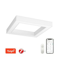 DEBELO PL 60W, TUYA-Z Stropní svítidlo, těleso kov, bílá, dif plast opál, LED 60W, 4200lm, smart TUYA, Matte, Zigbee 3.0., dálk ovl. (součástí) nebo mob. telefonem CCT nast teplota teplá 2700K - denní 6500K, stmív, 230V, IP20, 800x800x100mm.