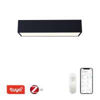 DEBELO PL 34W/50W, TUYA-Z Stropní svítidlo, těleso kov, povrch bílá/černá, dif plast opál, LED 34W/50W, smart TUYA, Zigbee 3.0., dálk ovladačem (součástí) nebo mob. telefonem CCT nast teplota teplá 2700K - denní 6500K, stmív.,230V, IP20, rozměry dle typu.