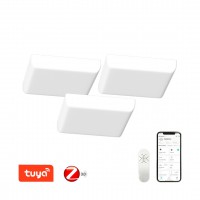 DECERNO SQ 3x24W, TUYA-Z 3ks Podhledové svítidlo, SADA 3ks, těleso plast bílá, difuzor plast opál, LED 24W, 2160lm, dálk ovl, nebo smart telefon TUYA, Matter, Zigbee 3.0., nast teplota CCT teplá 2700K - denní 6500K, stmív, 230V, IP44, rozměry 180x180x27mm.