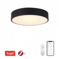 EMOLOGO R 25W/50W, TUYA-Z Stropní svítidlo, těleso kov, povrch černá/bílá, dif plast opál, LED 25W/50W, smart TUYA, Matter, Zigbee 3.0., dálk ovl. (součástí) nebo mob. tel. CCT nast teplota teplá 3000K - denní 6000K, stmív.,230V, IP20, rozměry dle typu.