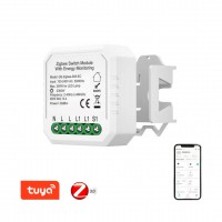 DICIO kontorler Zigbee 3.0. - 1 Kontroler pro ovládání LED zdrojů, 1-tlačítkový, pro instalaci se zapojením nulového vodiče, ovládání telefonem smart systém Tuya, Zigbee 3.0., 2300W/250W, IP20, rozměry 46x46x18mm.