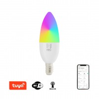Smart Bulb 6W E14 Smart TUYA WIFI Světelný zdroj, žárovka, sklo a kov, LED 6W, 470lm, E14, dálk ovl, nebo smart tel. TUYA, WiFi, stmív., nast CCT, 2700K až 6500K, RGB, Ra80, 230V, životnost 25 000h, rozměry d=37mm, l=115mm
