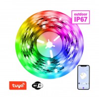 DICIO LED pásek TUYA-W LED pásek, těleso plast, smart TUYA, WiFi, BTH, 72LED/m, 3,4W/m, 406lm/m, mob. Tel. CCT nast. teplota teplá 3000K-denní 6000K, RGB, stmív, dělení po 125mm, 230V, IP65, rozměry w=15mm, l=5000mm, cena za 5m