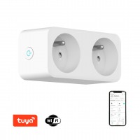 SMART zásuvka TUYA-W/Z, 16A Zásuvkový 2 adaptér plast bílá, 230V, 16A, IP20, fce zap/vyp, ovládání smart systémem Tuya WiFi nebo Zigbee 3.0. dle typu, rozměry 81x48x104mm.