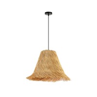 LED 1x40W E27 Závěsné svítidlo, základna kov, povrch černá, stínítko ratan, pro žárovku 1x40W, E27, 230V, IP20, tř. 1, rozměry d=450mm, h=330mm, vč závěs kabelu l=1200mm, lze zkrátit.