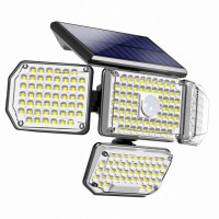 DIRIMO 5W, PIR Nástěnné venkovní svítidlo reflektor, nastavitelný směr svícení, PIR senzor, záběr 110°, dosah 3-7m, čas 15s-25s, povrch černá, LED 5W, 430lm, denní 6500K, IP65, rozměry 299x144,5x194mm, napájení solární panel.