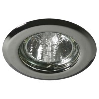 EFEKT P-C Vestavné svítidlo bodové, kruhové, pevné, těleso kov, povrch chrom lesk, pro halogenovou žárovku 50W, Gx5,3 (GU5,3), 12V, d=95mm, symbol "F" montáž na hořlavý podklad max 35W