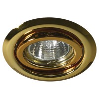 EFEKT 1G Vestavné svítidlo bodové, kruhové, výklopné +-15°, těleso kov, povrch mosaz zlatá lesk, pro žárovku 50W, Gx5,3 (GU5,3), 12V, d=95mm, symbol "F" montáž na hořlavý podklad max 35W