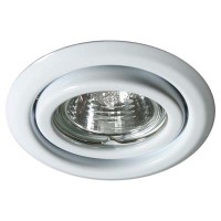 EFEKT 1W Vestavné svítidlo bodové, kruhové, výklopné +-15°, těleso kov, povrch bílá, pro halogenovou žárovku 50W, Gx5,3 (GU5,3), 12V, d=95mm, symbol "F" montáž na hořlavý podklad max 35W