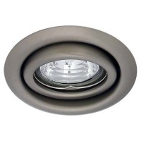 EFEKT 1BC Vestavné svítidlo bodové, kruhové, výklopné +-15°, těleso kov, povrch chrom mat, pro halogenovou žárovku 50W, Gx5,3 (GU5,3), 12V, d=95mm, symbol "F" montáž na hořlavý podklad max 35W