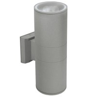 DISPI 2-E Nástěnné bodové svítidlo exteriérové, venkovní, těleso hliník, povrch šedostříbrná, krycí sklo čiré, pro žárovku 2x60W, E27, 230V, IP54, 108x304mm, svítí nahoru/dolů