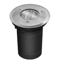 PERGAMON Zemní kruhové, bodové, svítidlo, těleso hliník, rámeček nerez, sklo čiré, pro žárovku 1x35W, GU10 ES50, 230V, IP67, IK06, statická zátěž max 2000kg, 113x145mm, vč. montážního boxu