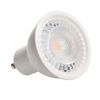 LED 7W GU10 WIDE Světelný zdroj LED bodový, vyzařovací uhel 120°, materiál plast, povrch bílá, stříbrná, difuzor plast transparentní, 7W, patice GU10, teplá 2700K, neutrální 4000K, denní 6500K, Ra80, 230V, životnost 25000h, rozměry d=50mm, h=57mm