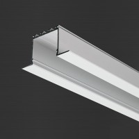 V01 VESTAVNÝ HLINÍKOVÝ PROFIL PRO LED pásek Vestavný profil materiál hliník, povrch elox šedostříbrná, pro LED pásek šířky max w=24mm, rozměry l=1m, 2m, 3m, šířka vč límce 46mm, h=25mm